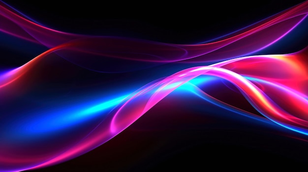 Abstract multicolor wavy line of light neon glowing lines magic energy space light concept