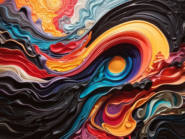 Photo abstract multicolored backdrop with flowing liquid paint