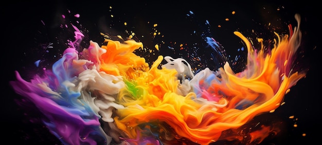 Абстрактный разноцветный фон Красочная жидкость в воздухе Яркие обои