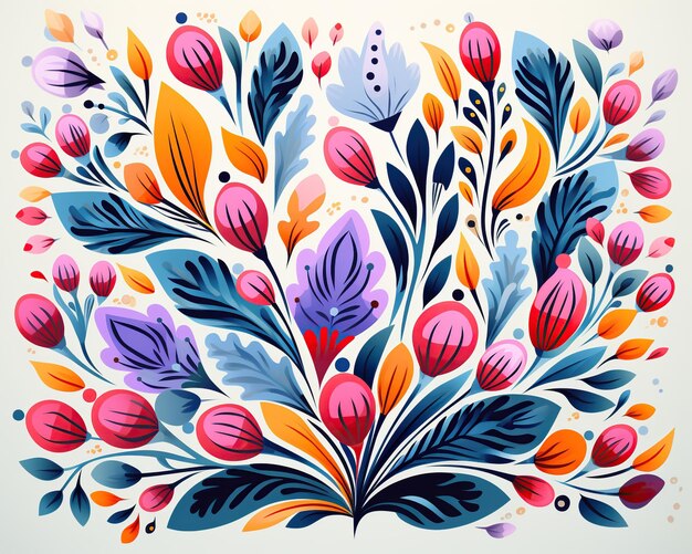 추상적인 다채로운 환상적인 꽃 패턴