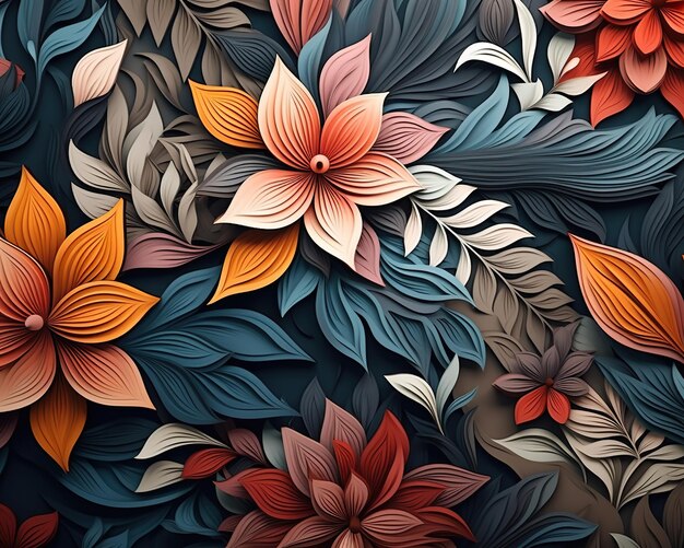 Photo abstract multicolored fantasy flowers pattern