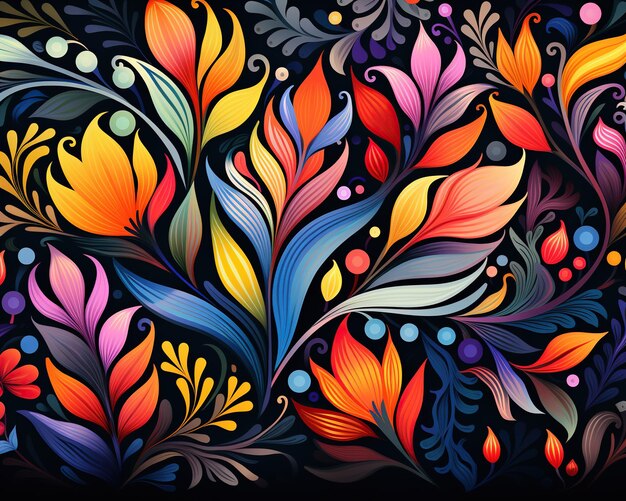 Photo abstract multicolored fantasy flowers pattern