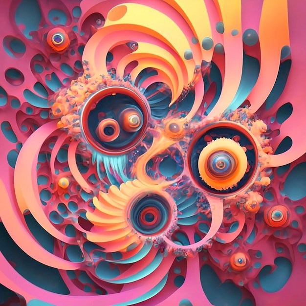 Abstract multicolored illustration of vibrant fractal AI_Generated