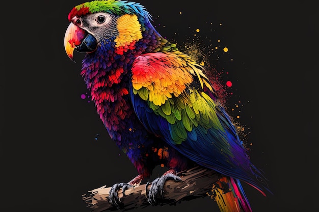 Абстрактная разноцветная иллюстрация попугая
