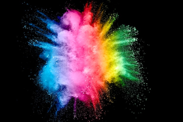 Abstract multicolored powder dust explosion.