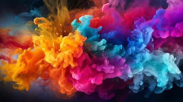 Abstract multicolored powder explosion on a black backgroundAI Generative AI