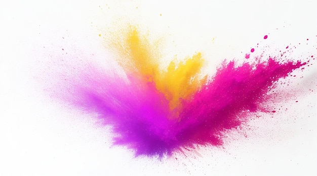 Abstract multicolored powder explosion on white background