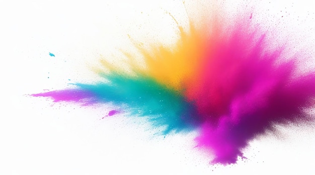 Абстрактный многоцветный пороховой взрыв на белом фоне