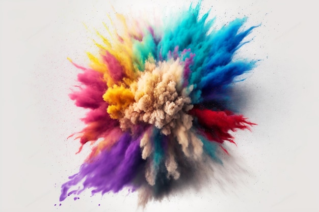 abstract multicolored powder explosion on white backgroundcolorful dust explode painted holiday powder festival freeze motion of color powder explodingthrowing color powder on background