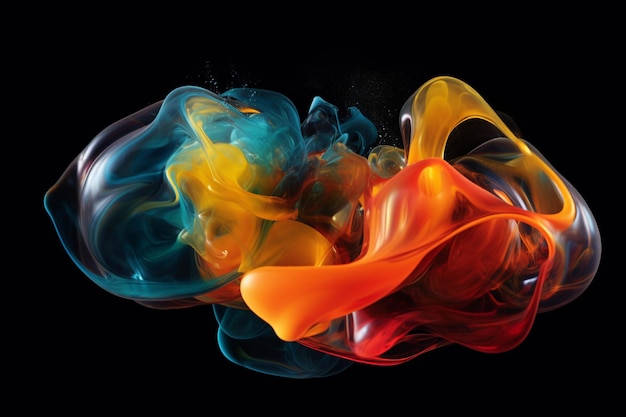 Abstract multicolored smoke on a black background Design element for graphics artworks