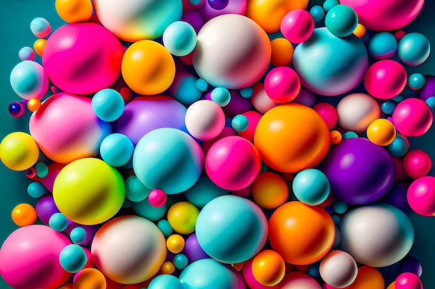 Abstract multicolored spheres Modern background design Bubble trendy template Generative AI
