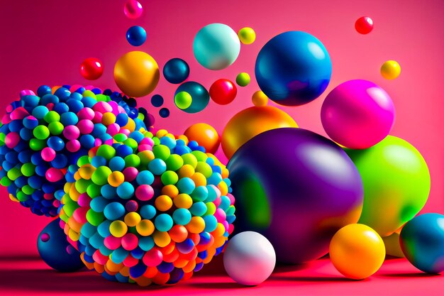 Abstract multicolored spheres Modern background design Bubble trendy template Generative AIxA