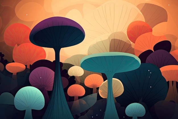 Abstract Mushroom Garden Generative Ai