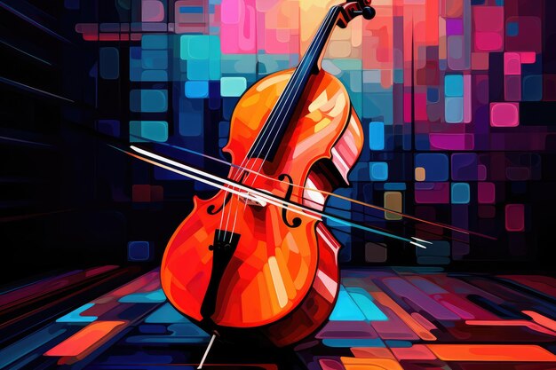 Photo abstract music background flat illustration cello violin