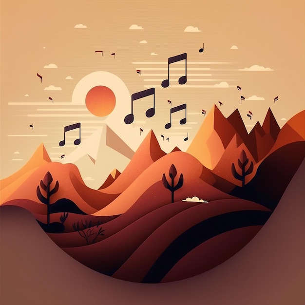 Abstract Music Background Illustration Generative AI