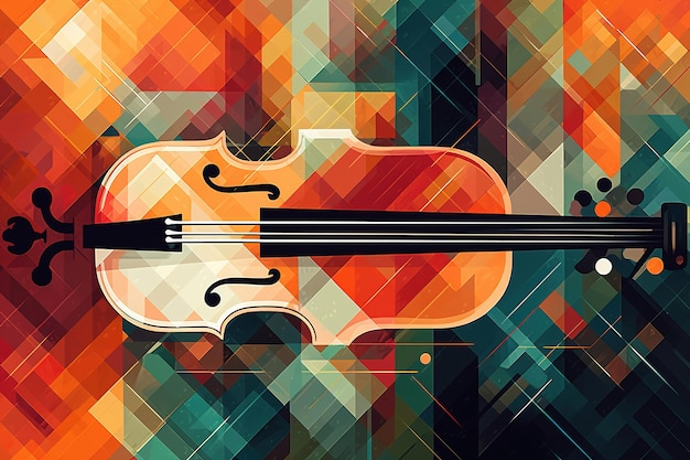 Photo abstract music background illustration in retro style collage of various musical instruments