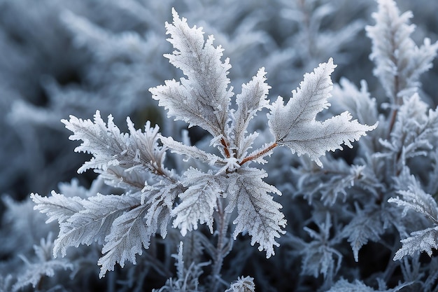 Абстрактный естественный фон из замороженного растения, покрытого сухой мерзлотой или римом