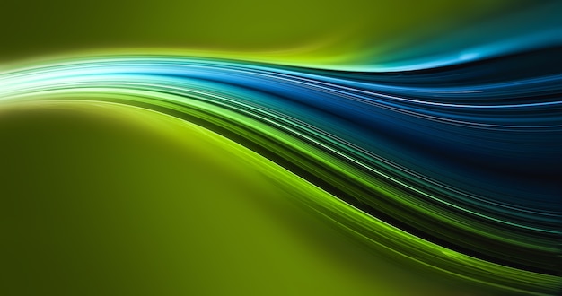 Abstract natural background with smooth green and blue lines