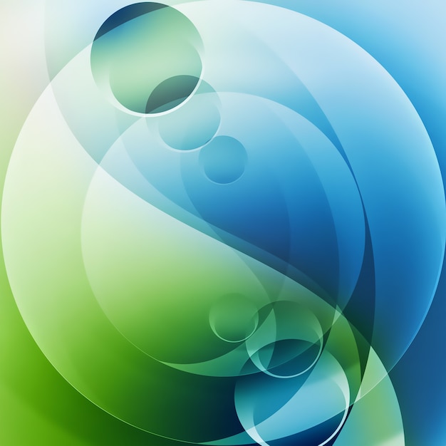 Abstract natural background with yin yang symbol in blue and green tones. Nature harmony conceptual image.