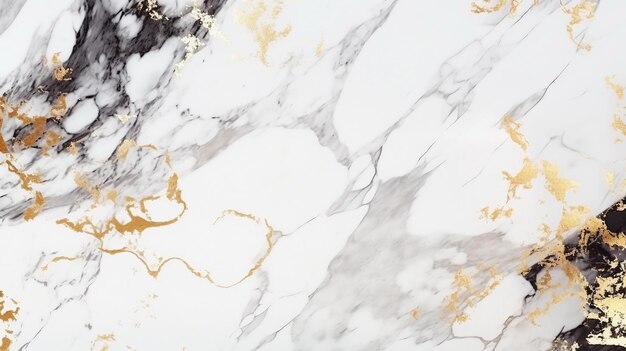 Abstract natural pattern of white luxury marble with golden glitter inclusions ai generated