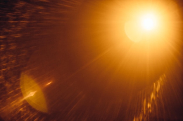 abstract natural sun flare on the black