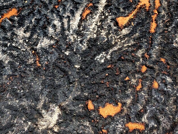 Abstract and natural traces of fire sawdust surface top view