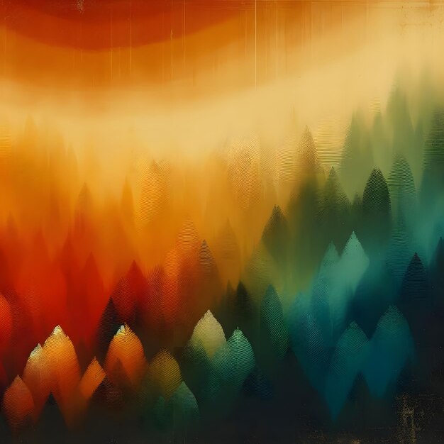 Abstract nature background with forest and sunset Grunge texture