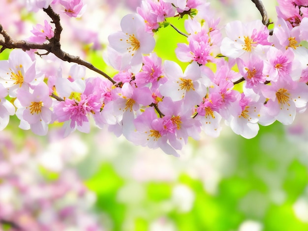 Abstract nature background with spring blooming flowers ai generated