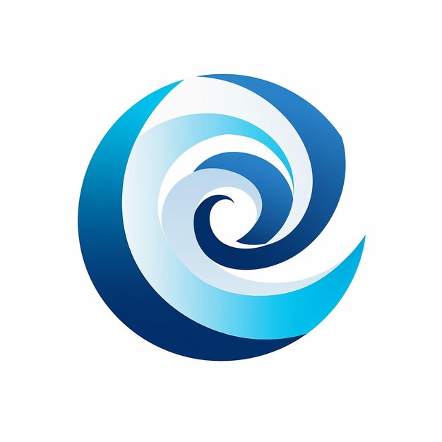 Photo abstract nautical spiral logo in elegant blue