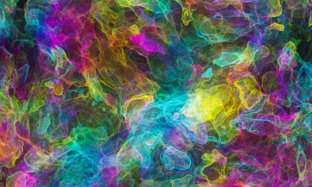 Abstract nebulosity background with vibrant rainbow colors. 3d rendering