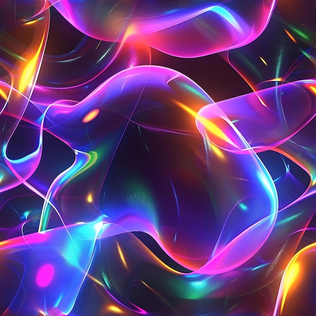 Abstract Neon 3D Holographic Backgrounds