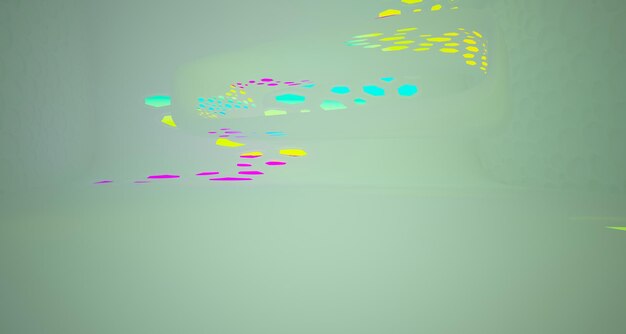 Фото Абстрактная неоновая и цветная градиентная параметрическая внутренняя 3d иллюстрация и рендеринг
