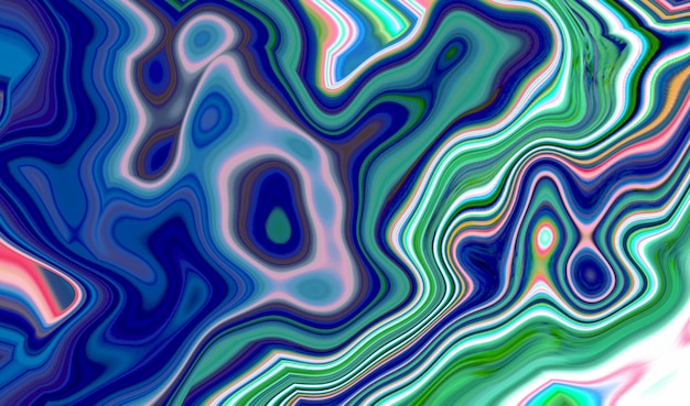 Абстрактный неоновый фон сине-зеленые жидкие пятна акриловая краска волны