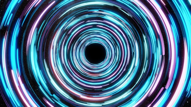 Abstract neon background Glowing spiral with starfield Space for your message 3D illustration