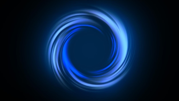 Abstract neon background. Shine ring. Halo around. 3D rendering. Empty hole. Glow portal. Blue ball. Slow spin. Bright disc.