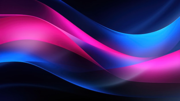 Абстрактный неоновый фон Блестящие движущиеся линии и волны Фиолетовый и синий светящийся неоновый рисунок для заднего плана