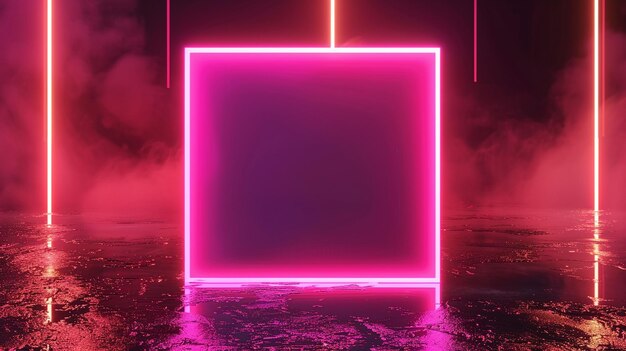 Photo abstract neon background square shape box