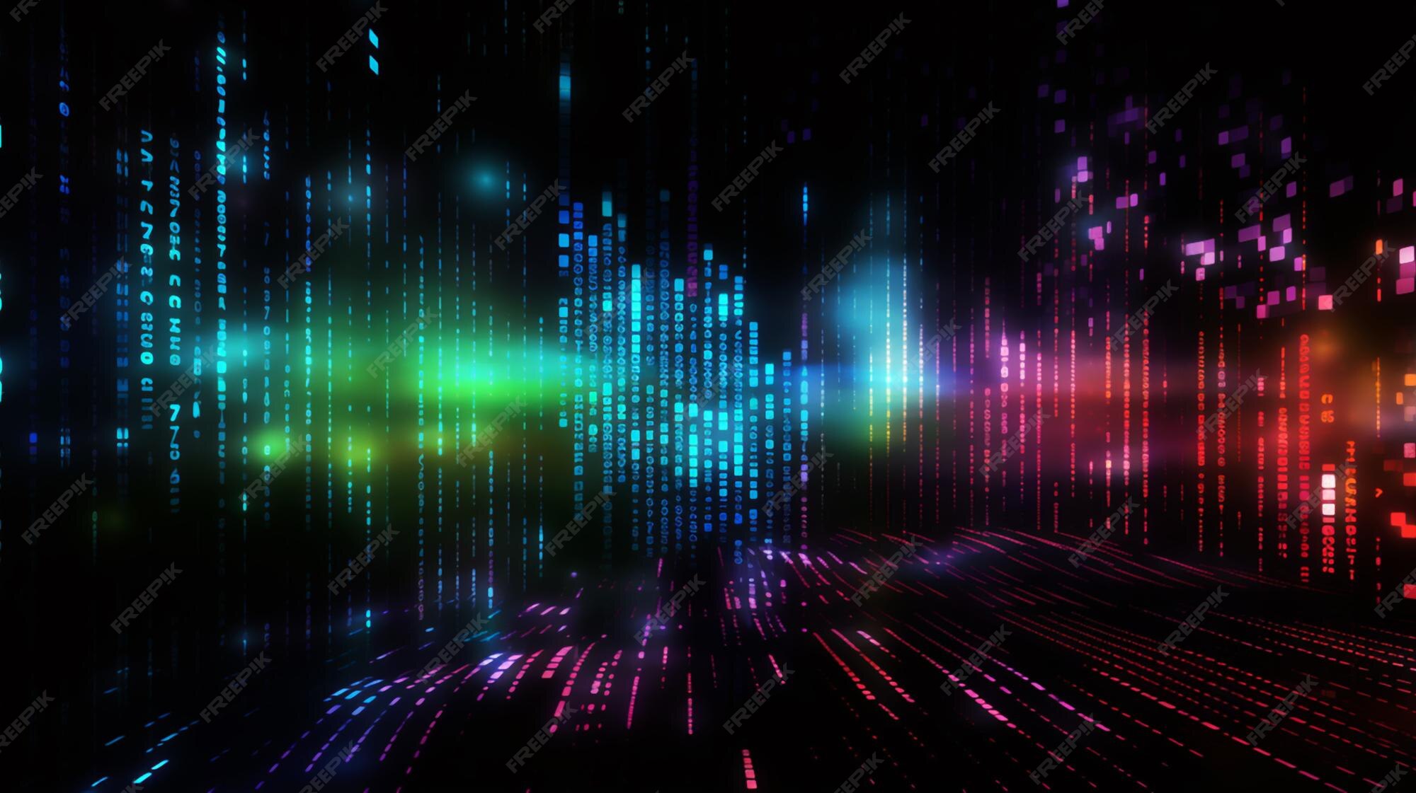 Premium AI Image | Abstract Neon Background with Binary Digits