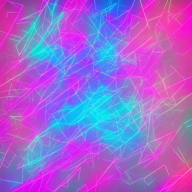 Абстрактный неоновый фон с розовыми и голубыми неоновыми линиями и отражением на полу