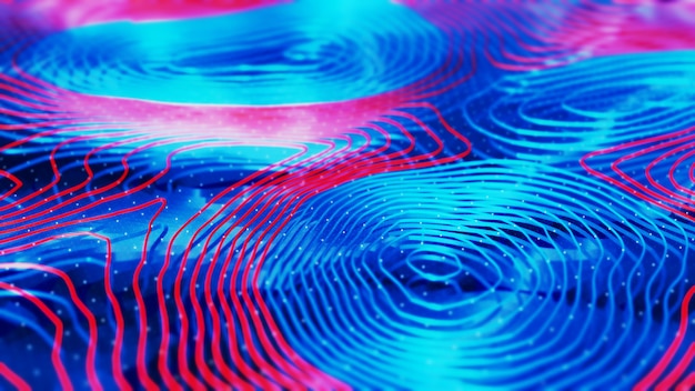 Abstract neon Blue and Red spirals