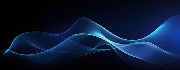 Photo abstract neon blue waves on a dark elegant background