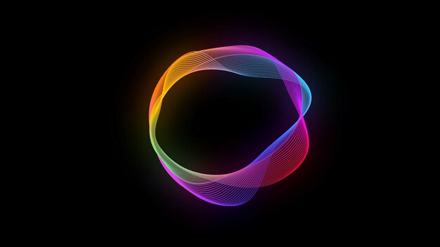 Abstract neon circle isolated on black background