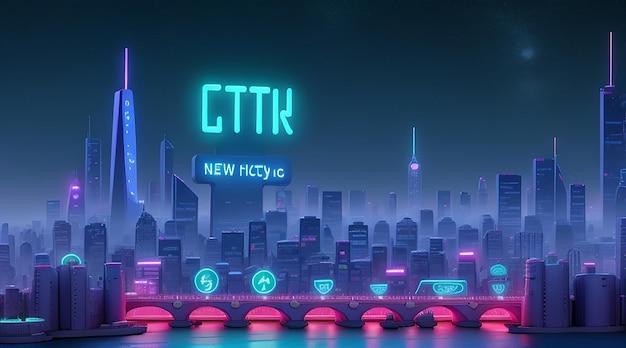 A abstract Neon Cityscape Background