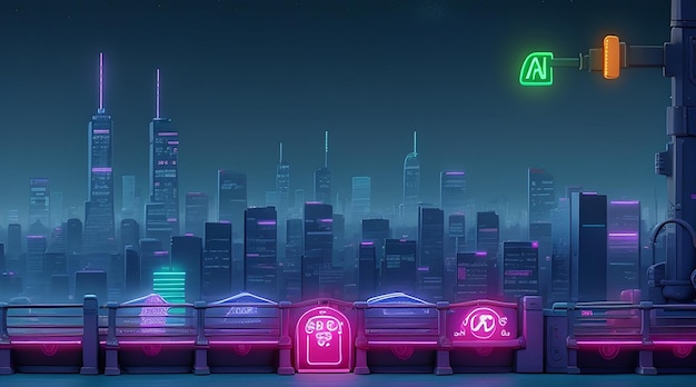 A abstract Neon Cityscape Background