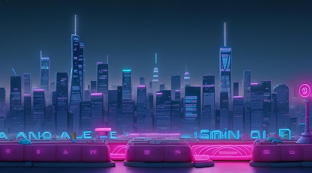 A abstract Neon Cityscape Background