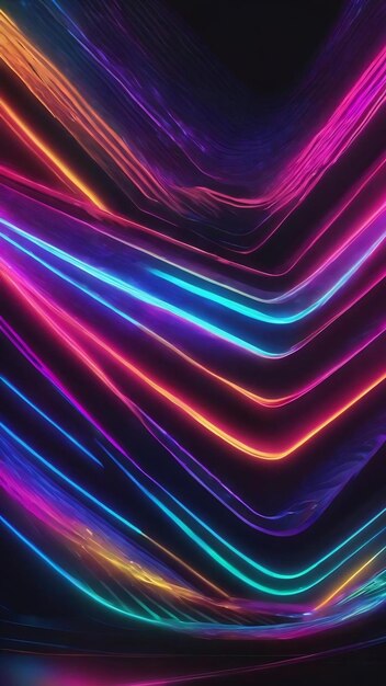 Abstract neon color glowing lines background