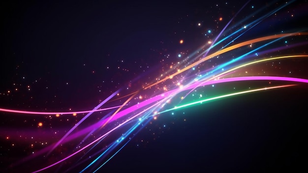 Abstract neon color glowing lines background