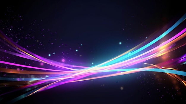 Abstract neon color glowing lines background