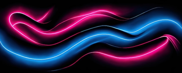 Abstract neon colored lines wall background blue and pink neon rays