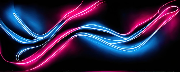 Abstract neon colored lines wall background neon blue and pink colors